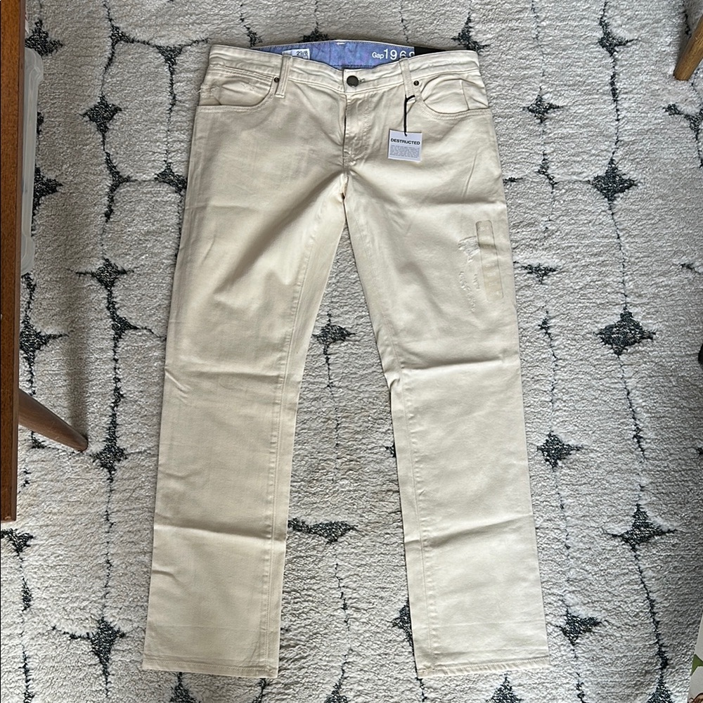 GAP Cream Straight Jeans Versatile Cotton Twill